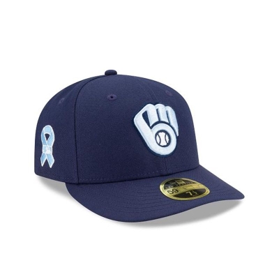 Blue Milwaukee Brewers Hat - New Era MLB Father's Day Low Profile 59FIFTY Fitted Caps USA3169805